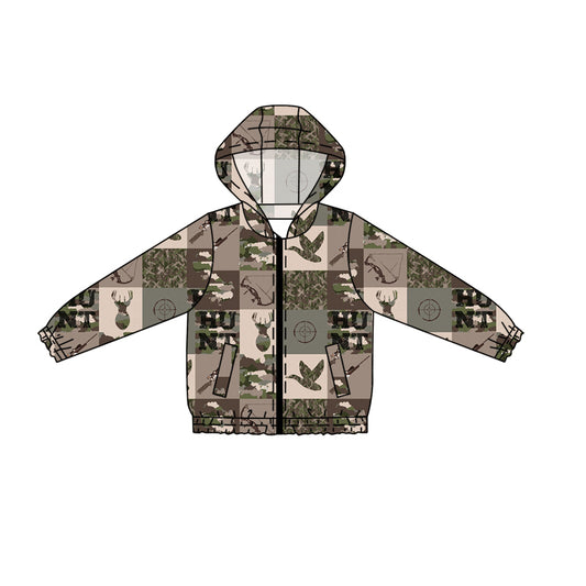 Preorder (moq 5)Baby Boys Ducks Hunting Pockets Hooded Zip Jackets Tops