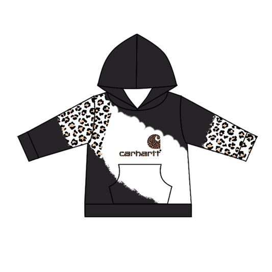 Adult Black Leopard Hooded pullover Tops Preorder(moq 5)