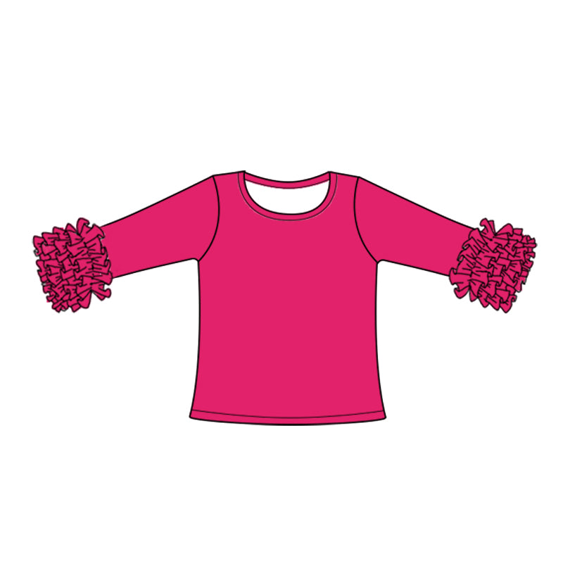 Baby Girls Hotpink Icing Ruffle Long Sleeve Tee Shirts Tops preorder(moq 5)