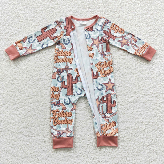 Baby Kids Western Cactus Zip Rompers