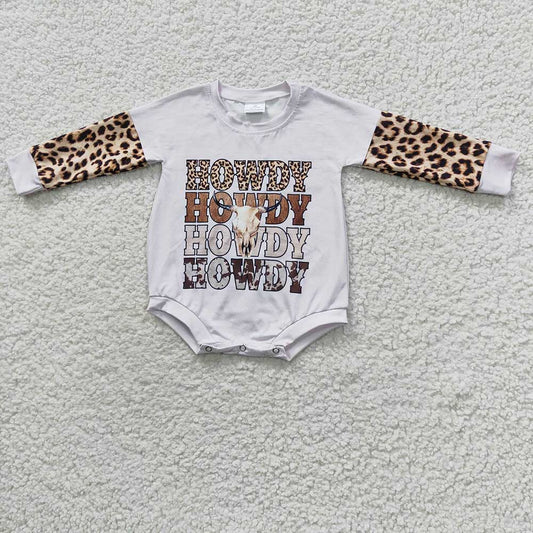 Baby Girls Western Howdy Leopard Rompers