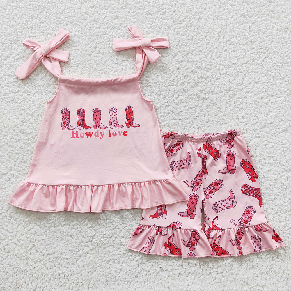 Baby Girls Howdy Love Ruffle Shorts Sets