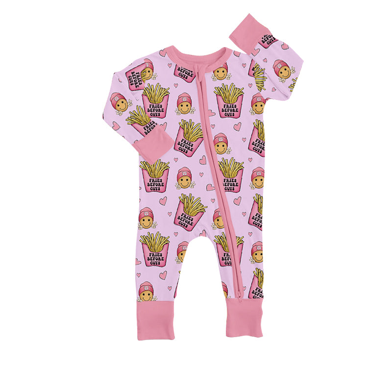 Baby Girls Chips Pink Valentines Zip Rompers preorder(moq 5)