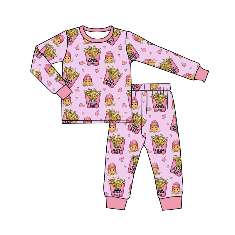 Baby Girls Valentines Chips Top Pants Pajamas Outfits Sets preorder(moq 5)