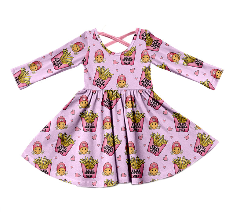 Baby Girls Valentines Chips Pink Knee Length Dresses preorder(moq 5)