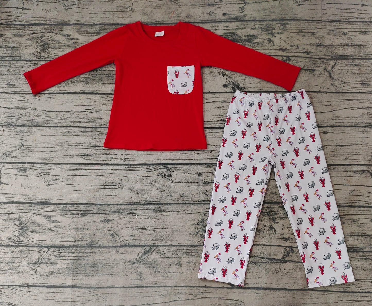 Baby Boys Christmas Crawfish Tee Shirt Pants 2pcs Pajamas