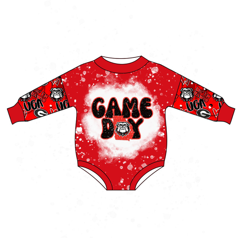 Baby Girls Game Day Dog Team Long Sleeve Rompers preorder(moq 5)