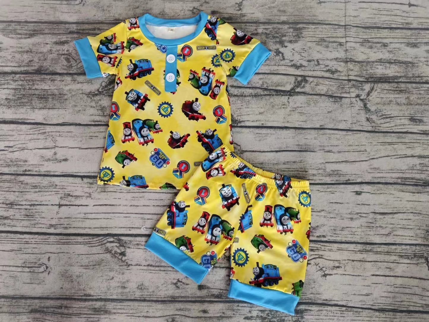 Baby Boys Train Shirt Top Shorts Pajamas Sets preorder (moq 5)