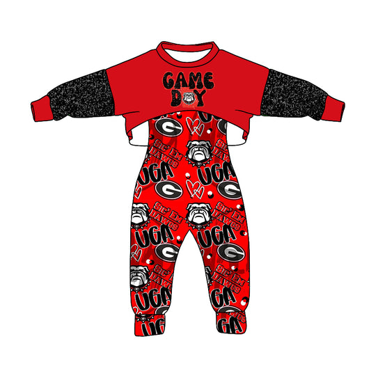 Baby Girls Team Game Day Dog 2pcs Jumpsuits Clothes Sets Sets preorder(moq 5)