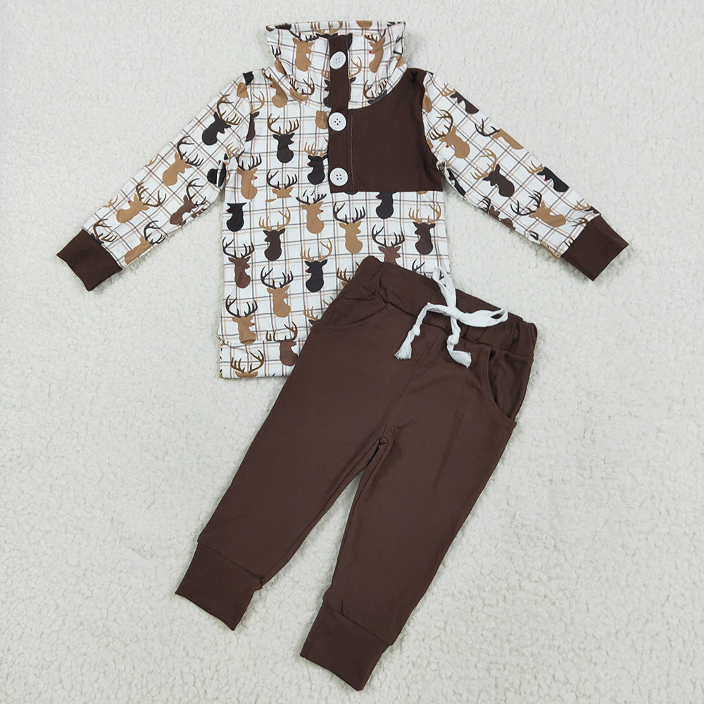 Preorder (moq 5)Baby Boys Deers Hunting Pullovers Top Jogger Outfits Sets