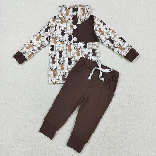 Preorder (moq 5)Baby Boys Deers Hunting Pullovers Top Jogger Outfits Sets