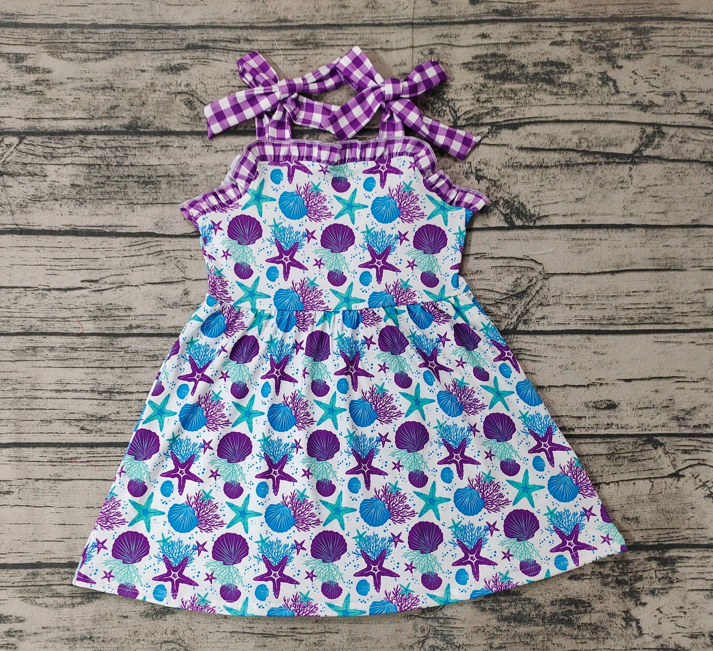 Baby Girls Straps Purple Starfish Knee Length Dresses