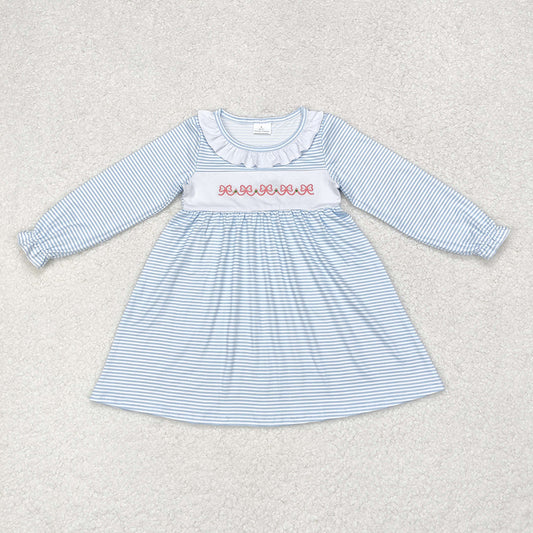 Baby Girls Blue Stripes Bows Knee Length Dresses