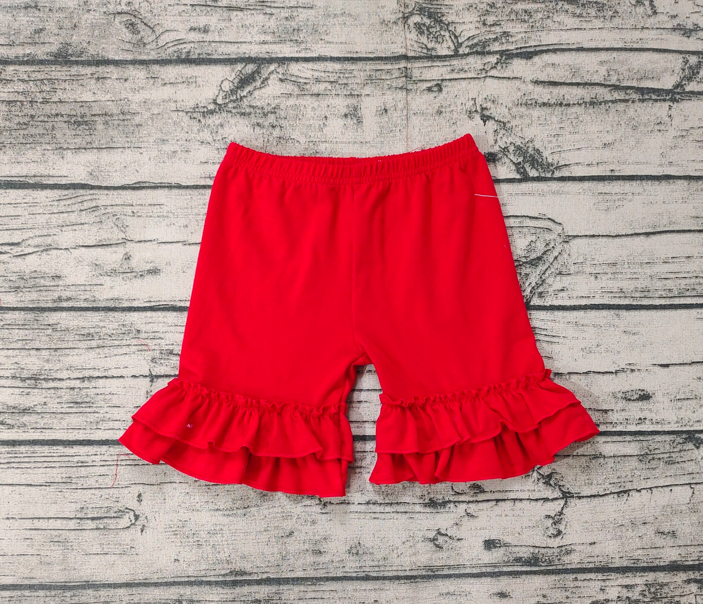 Baby Girls Summer Red Cotton Double Ruffle Shorts