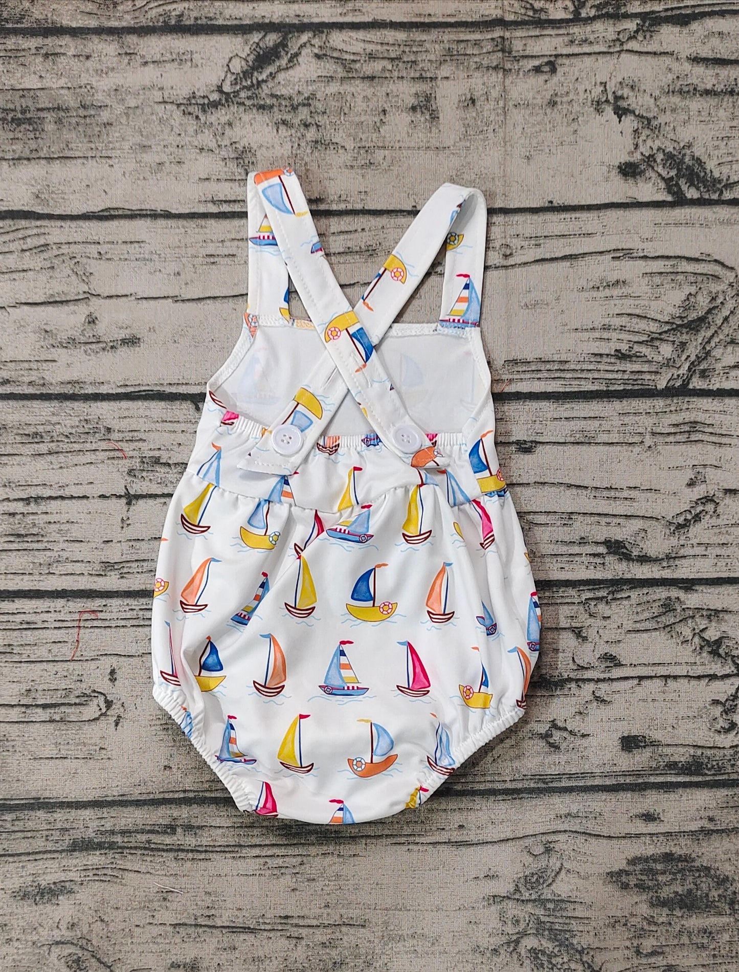 Baby Infant Boys Sailboat Straps Summer Rompers