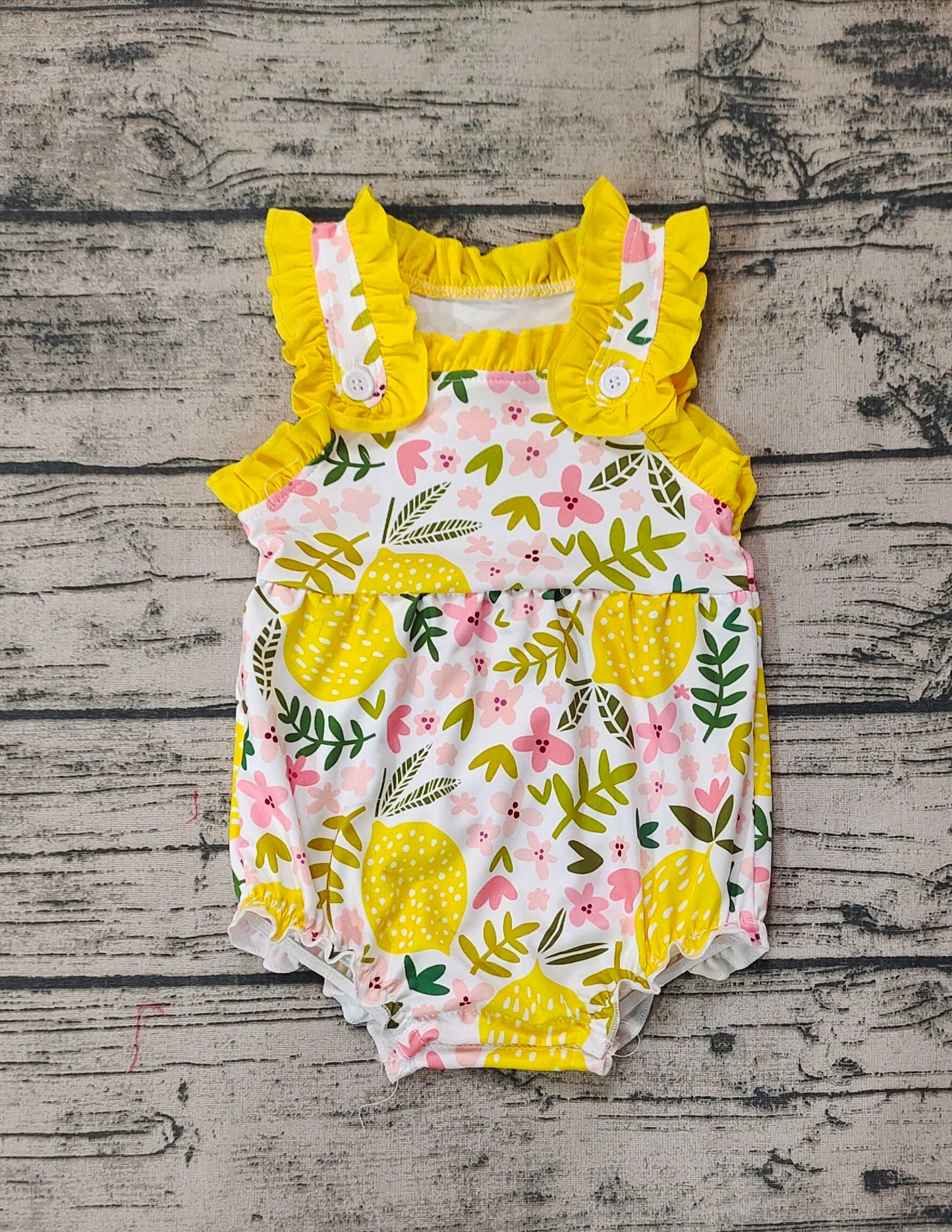 Baby Infant Girls Lemon Buttons Summer Rompers