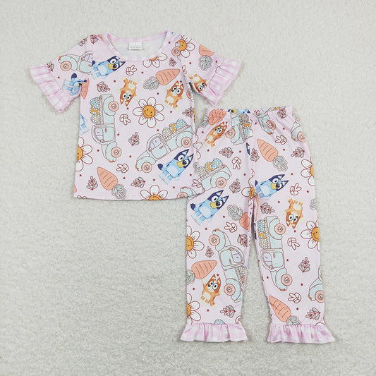 Baby Girls Easter Dog Carrots Shirts Pants Pajamas Clothes Sets