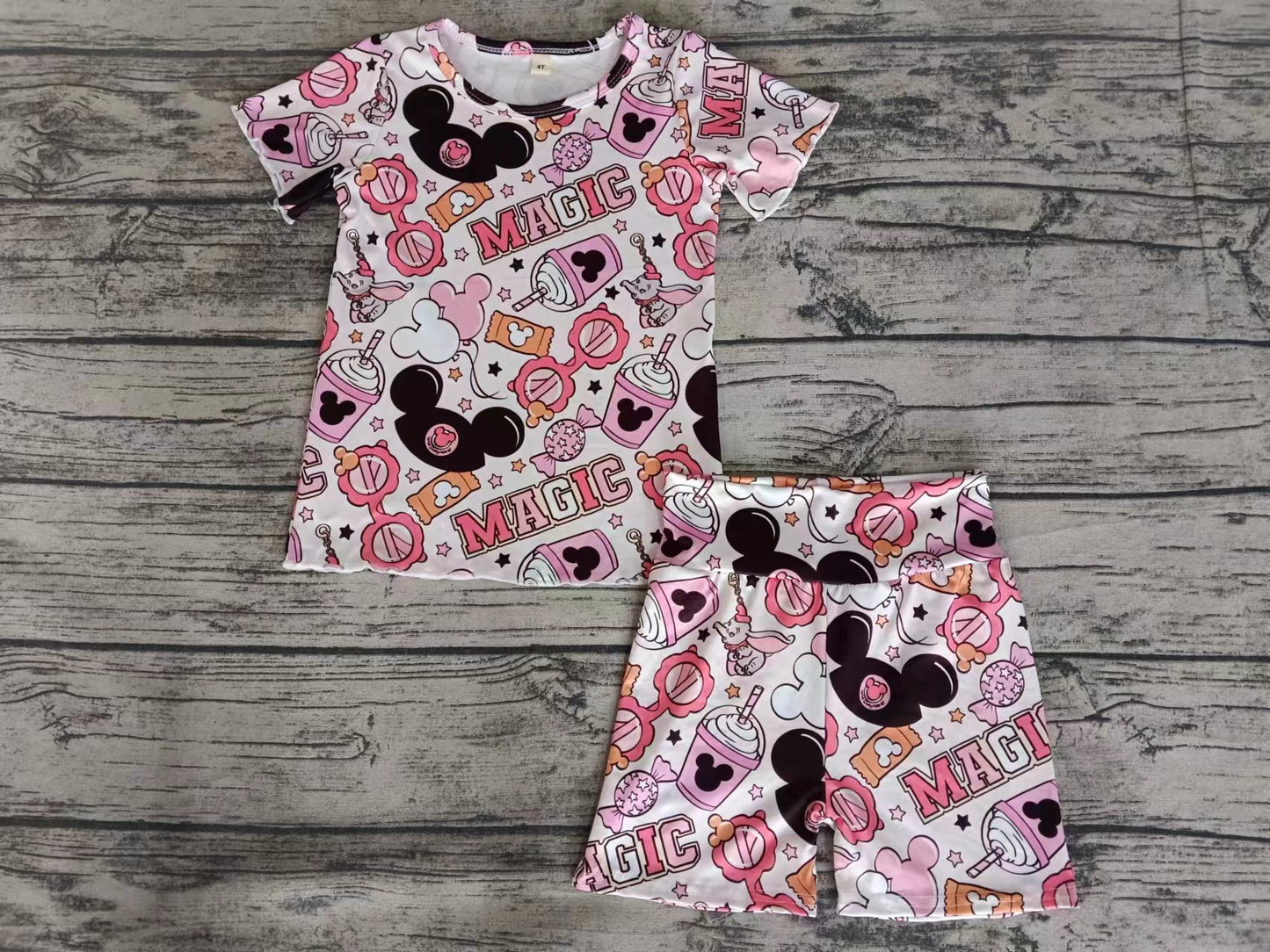 Baby Girls Magic Mouse Shirt Top Shorts Clothes Sets preorder (moq 5)