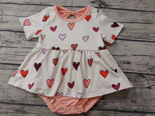 Baby Girls Hearts Short Sleeve Ruffle Rompers preorder(moq 5)