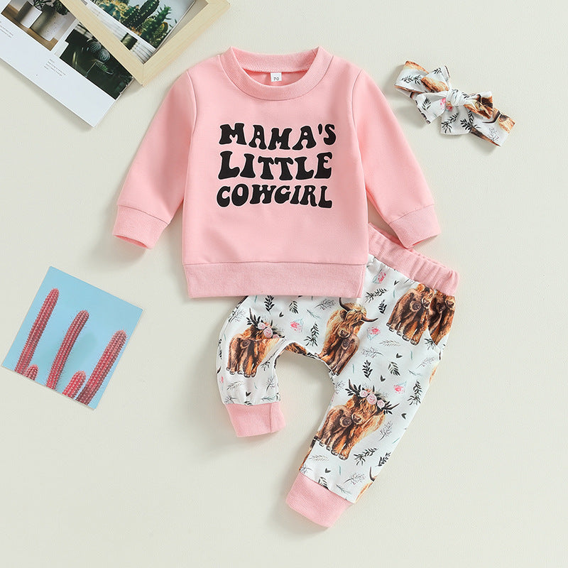 Baby Girls Mama's Little Cowgirl Pants Clothes Sets preorder(moq 5)