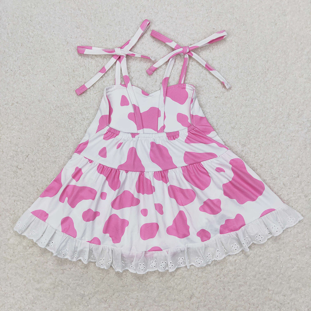 Baby Infant Girls Pink Cow Print Straps Bummie Rompers