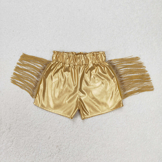 Baby Girls Gold Tassel Pleather Shorts