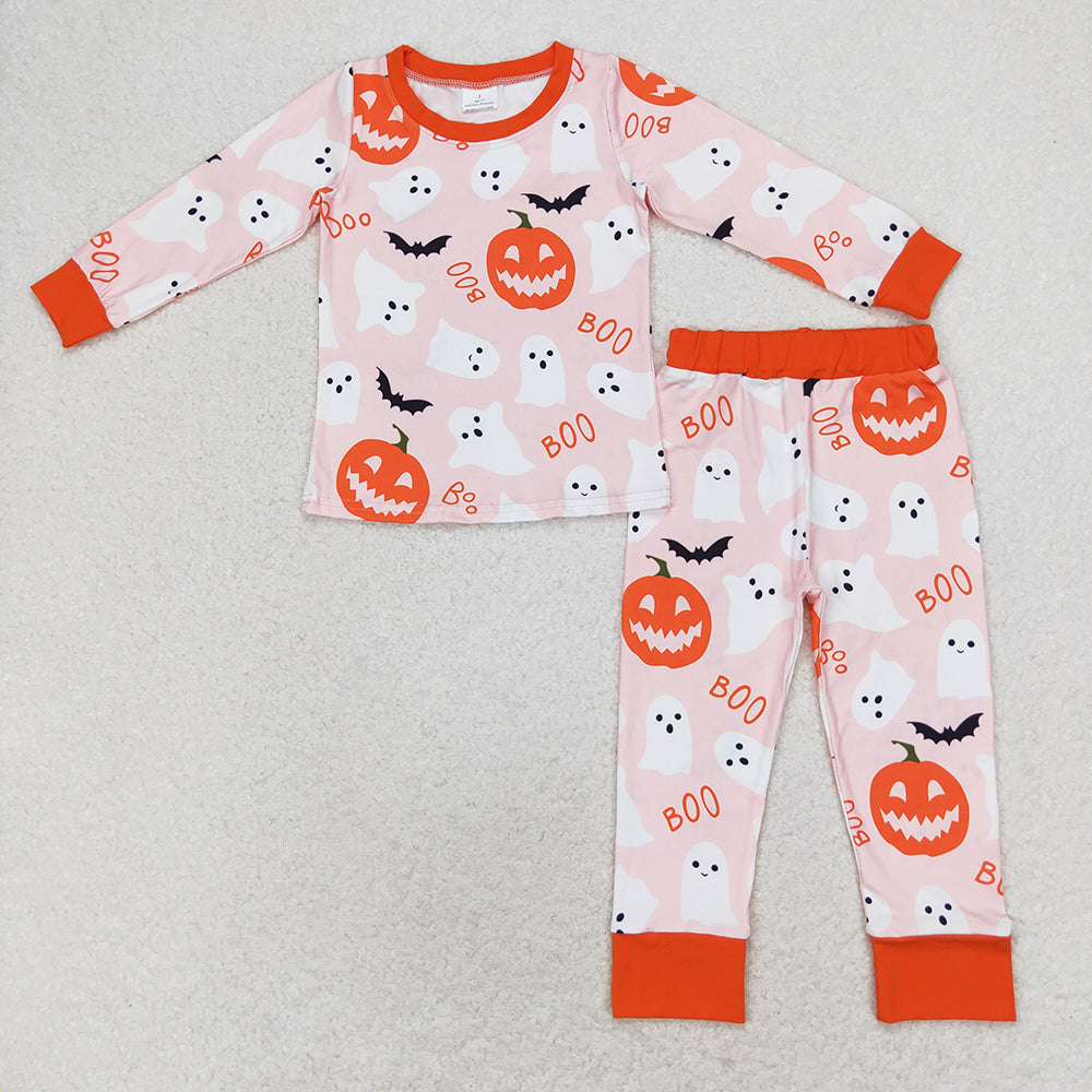 Baby Girls Pink Ghost Pumpkin Shirt Pants Pajamas Clothes Sets