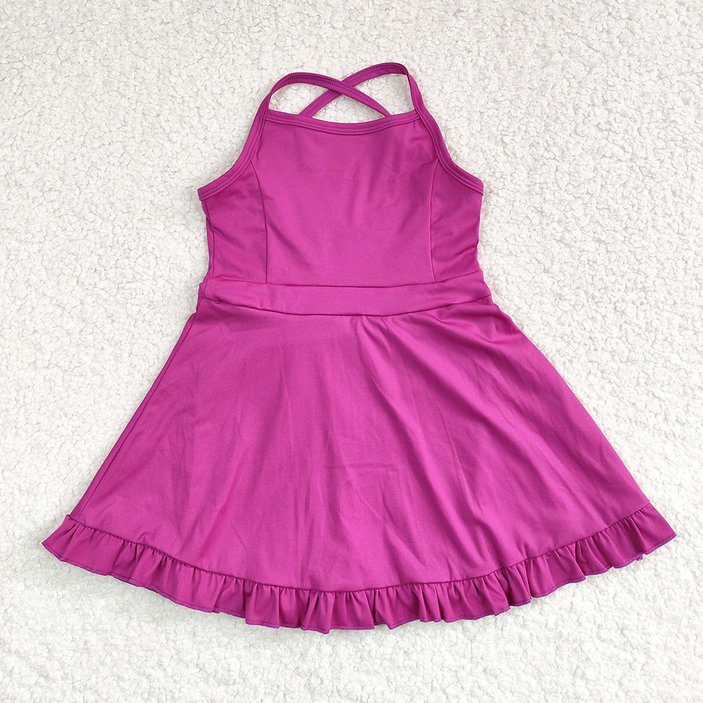 Baby Girls Wine Knit Knee Length Active Wear Athletic Dresses