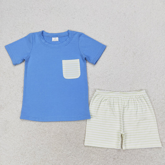 Baby Boys Blue Pocket Tops Shorts Outfits Clothes Sets