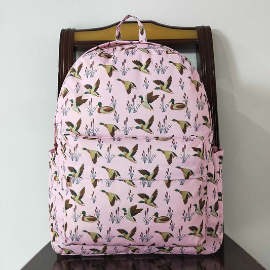 Baby Kids Girls Pink Ducks Backpack Zip Back Bags