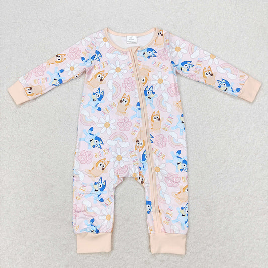 Baby Infant Girls Cartoon Dog Rainbow Zip Rompers