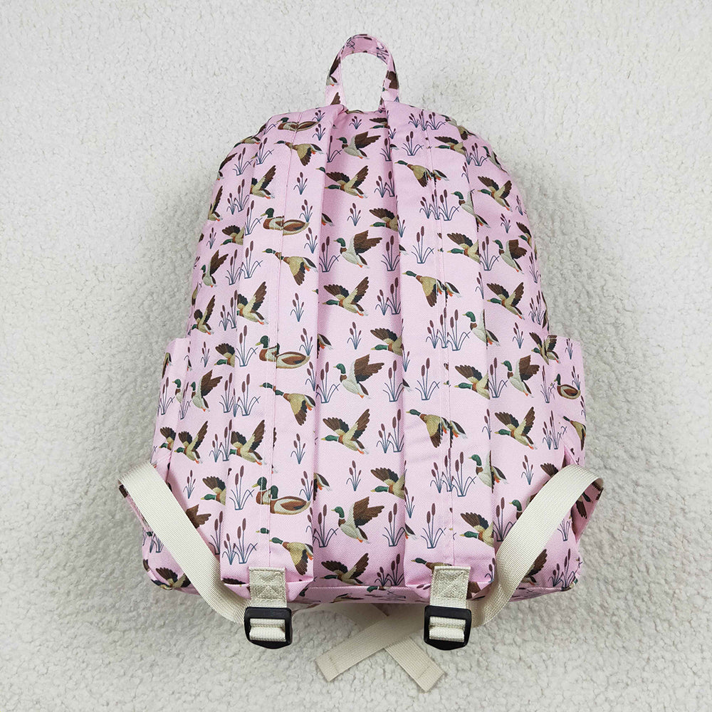 Baby Kids Girls Pink Ducks Backpack Zip Back Bags