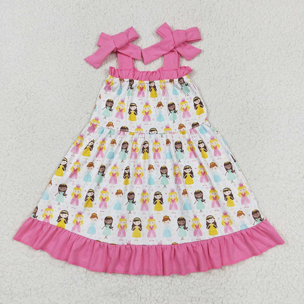 Baby Girls Princess Straps Ruffle Knee Length Dresses