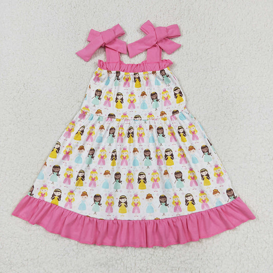 Baby Girls Princess Straps Ruffle Knee Length Dresses