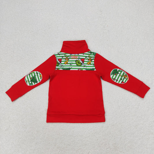 Baby Boys Christmas Green Face Zip Pullovers Tops