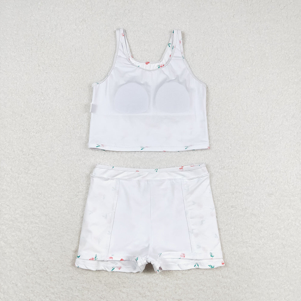 Baby Girls Summer White Peach Top Skirts Active Wear Clothes Sets