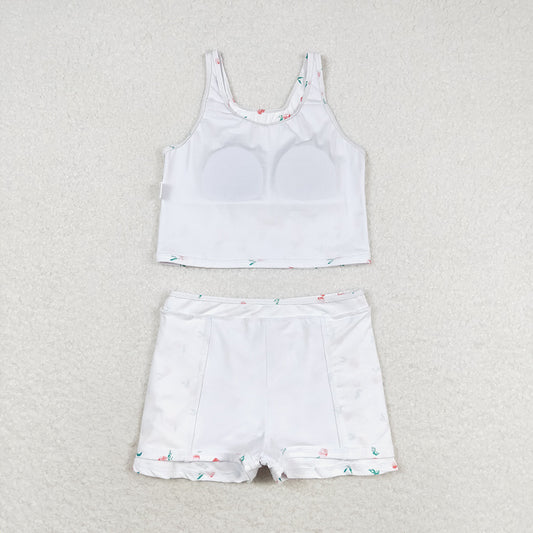 Baby Girls Summer White Peach Top Skirts Active Wear Clothes Sets