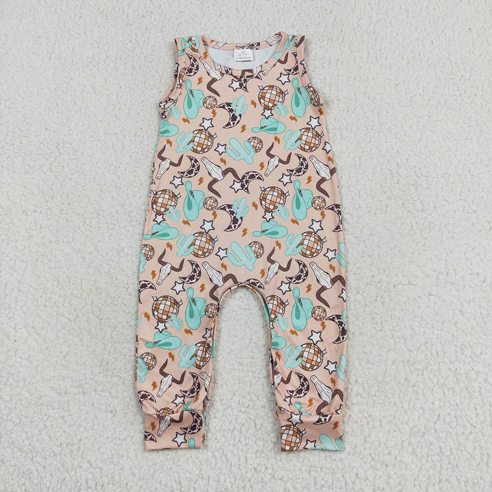 Baby Infant Cow Cactus Disco Sleeveless Rompers