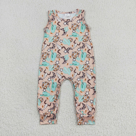 Baby Infant Cow Cactus Disco Sleeveless Rompers