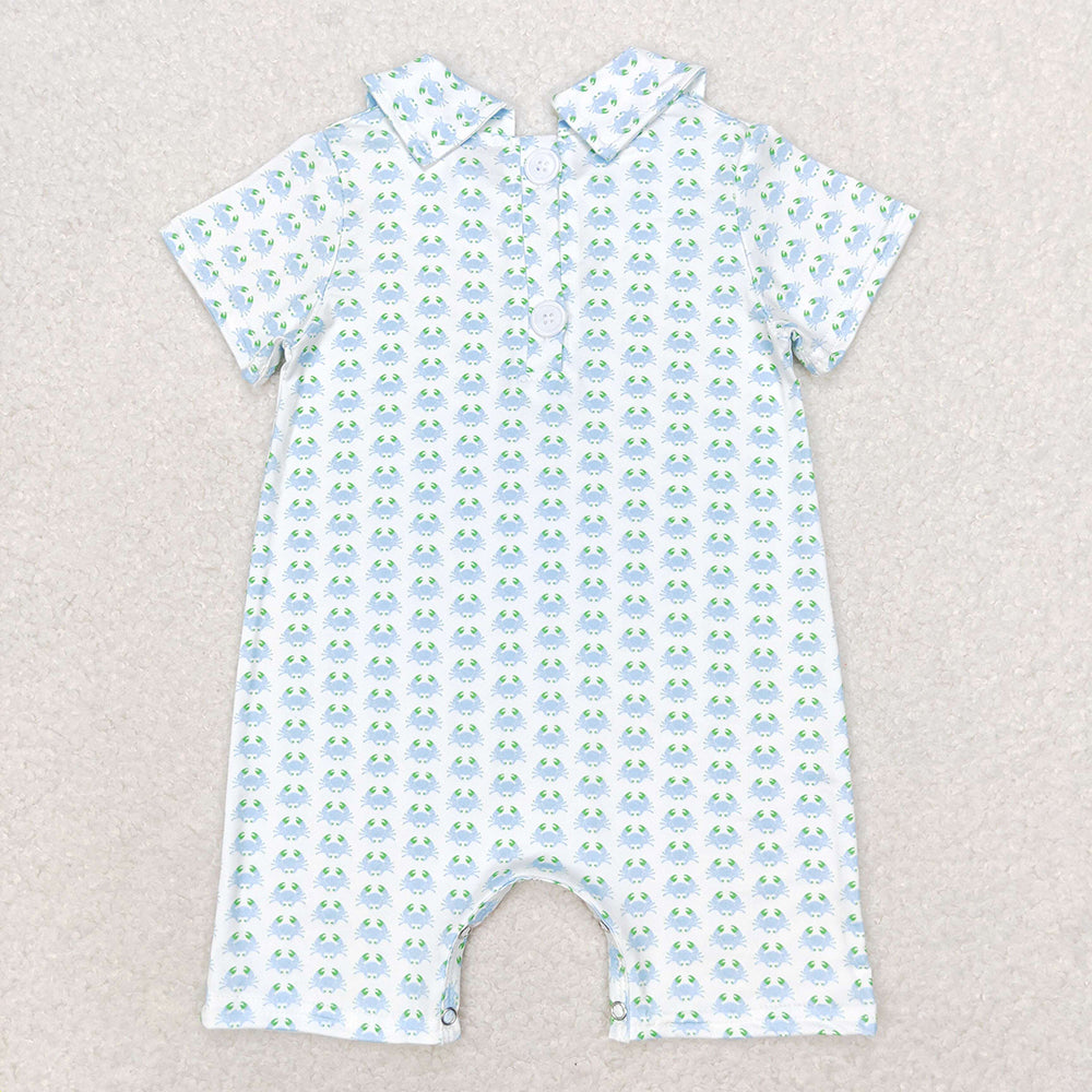 Baby Infant Boys Crabs Short Sleeve Rompers