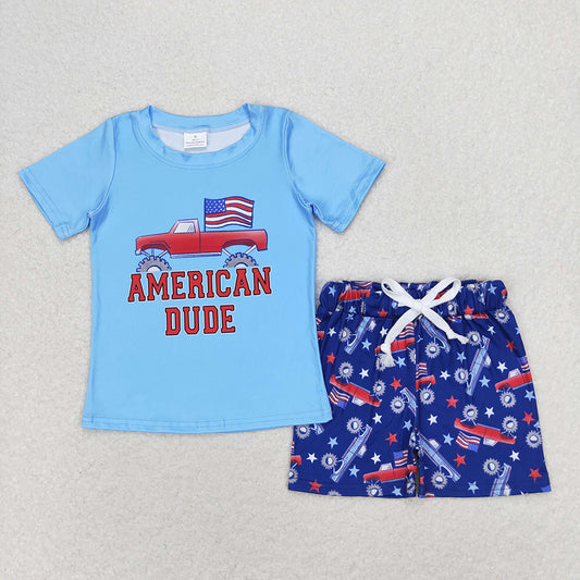 Baby Boys American Dude 4th Of July Tee Shorts Clothes Sets