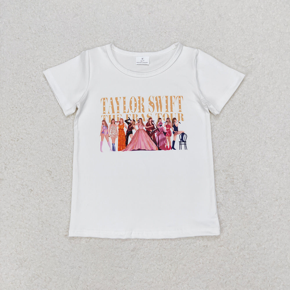 Baby Girls Eras Tour White Singer Short Sleeve Tee Shirts Tops