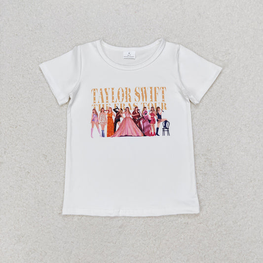 Baby Girls Eras Tour White Singer Short Sleeve Tee Shirts Tops