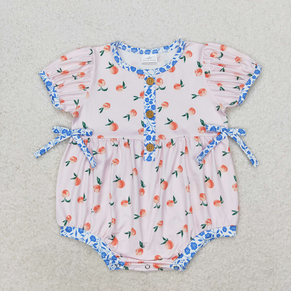 Baby Infant Girls Small Peaches Short Sleeve Rompers