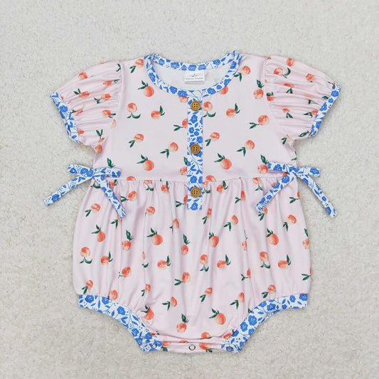 Baby Infant Girls Small Peaches Short Sleeve Rompers