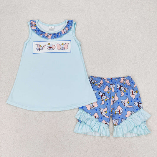 Baby Girls Elephant Tunic Ruffle Shorts Clothes Sets