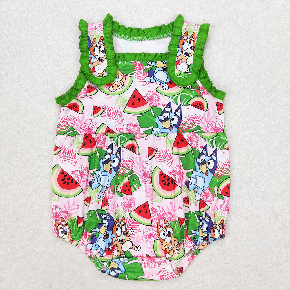 Baby Girls Watermelon Dogs Sibling Brother Rompers Clothes Sets