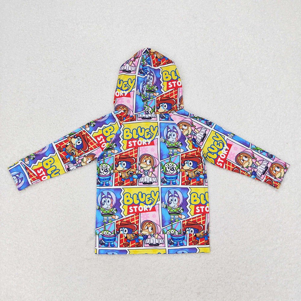 Baby Boys Hooded Dogs Blue Long Sleeve Tops