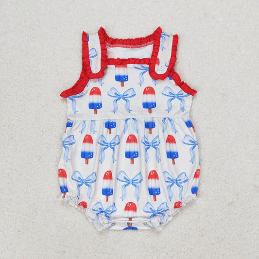 Baby Infant Girls Popstick Bows Sleeveless Rompers