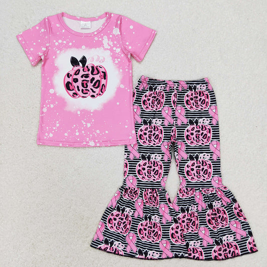 Baby Girls Pink Pumpkin October Shirt Bell Pants Clothes Sets